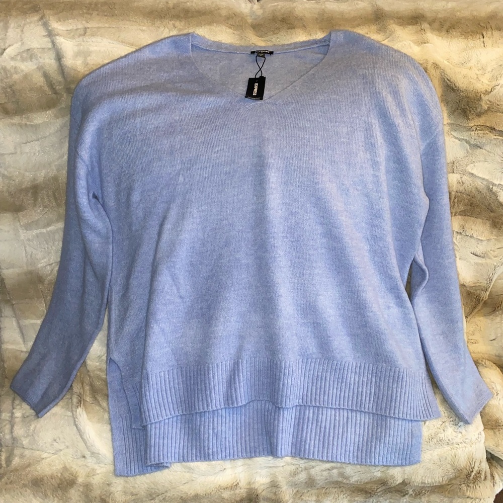 Fuzzy V-Neck Pullover Sweater